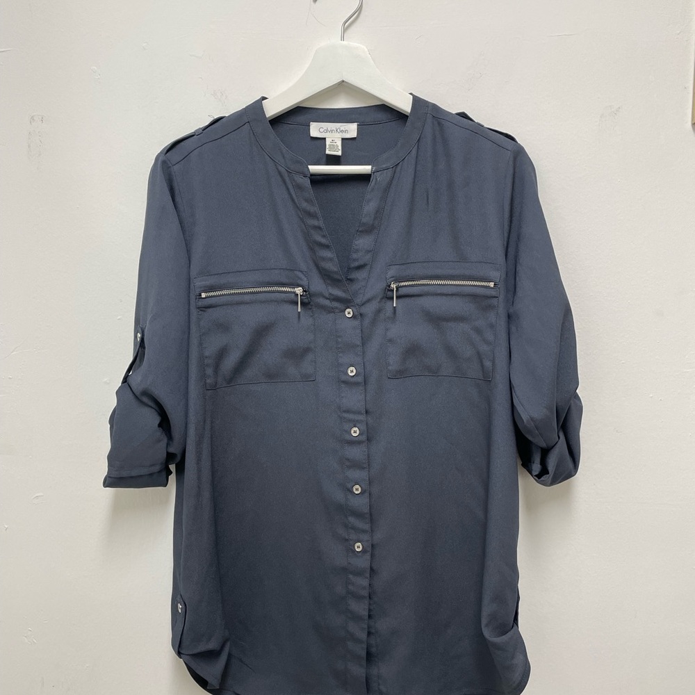 Calvin Klein Women's Dark Grays Blouse Size S